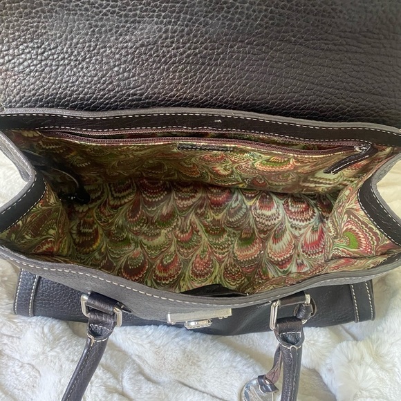 Dooney & Bourke Brown Pebbled Leather Top Handle Satchel Bag - Picture 4 of 13